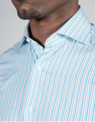 Patrick Hellmann Collection Light Blue Shirt With Grey And White Stripes  thumbnail 2