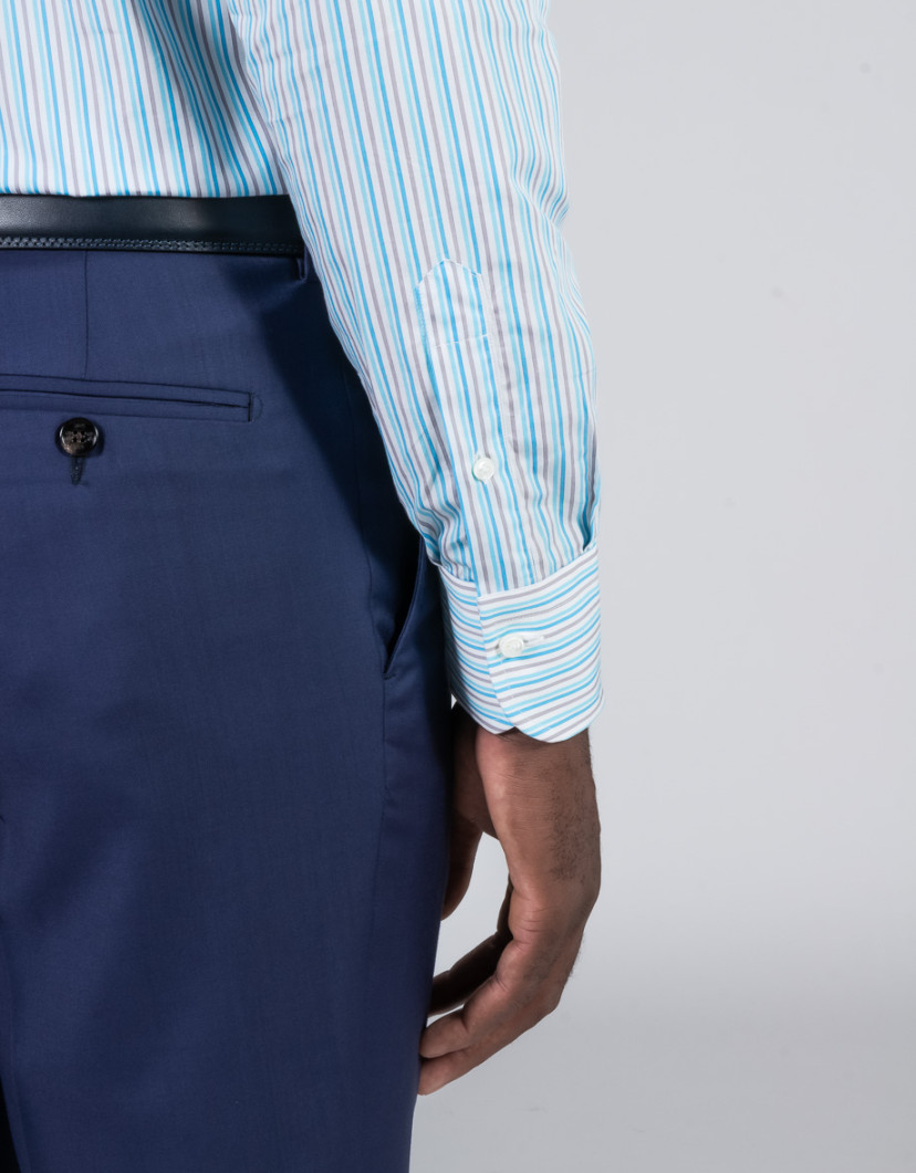 Patrick Hellmann Collection Light Blue Shirt With Grey And White Stripes  image