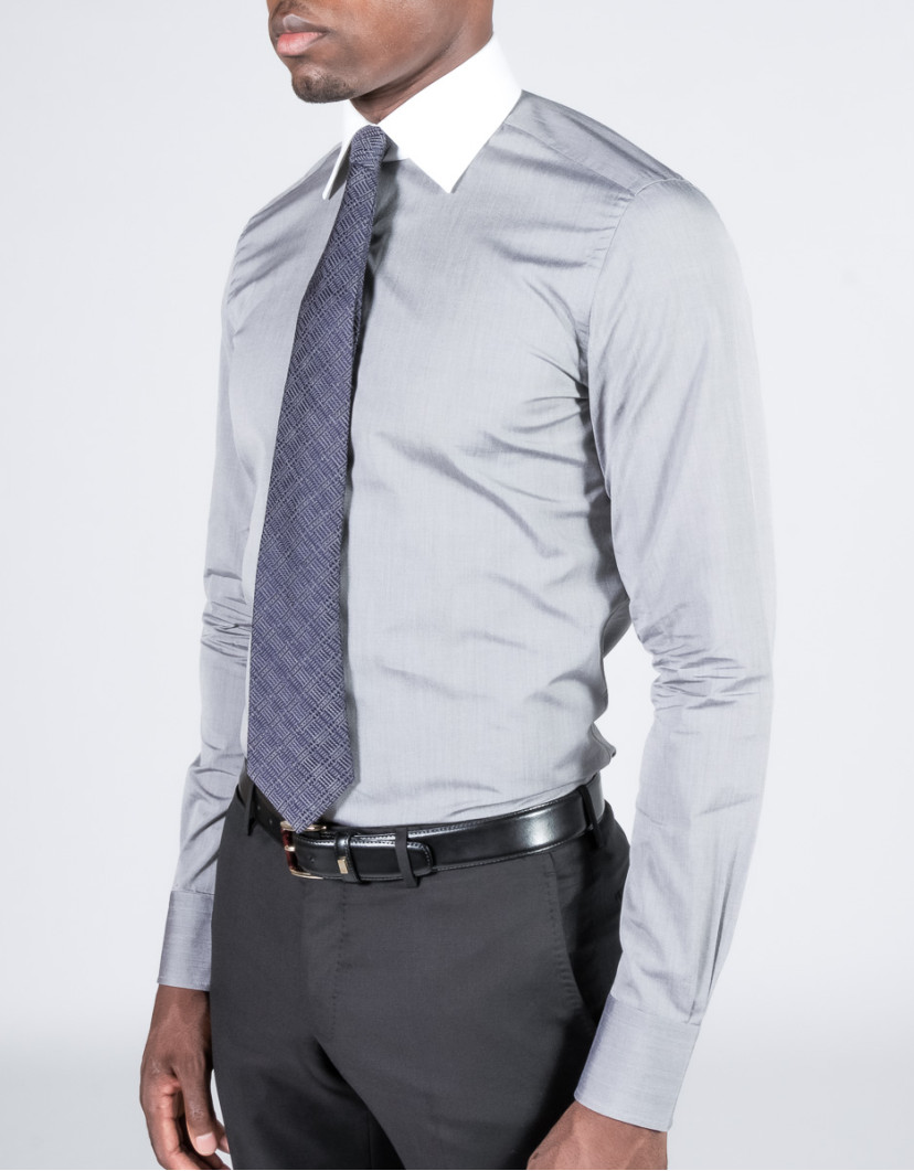 Patrick Hellmann Collection Grey Shirt With White Collar  image