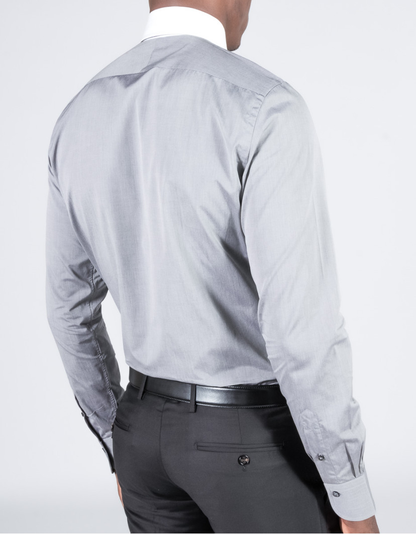 Patrick Hellmann Collection Grey Shirt With White Collar  image