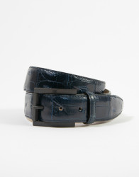 Patrick Hellmann Collection Navy Blue Crocodile Leather Belt thumbnail