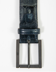 Patrick Hellmann Collection Navy Blue Crocodile Leather Belt thumbnail 1