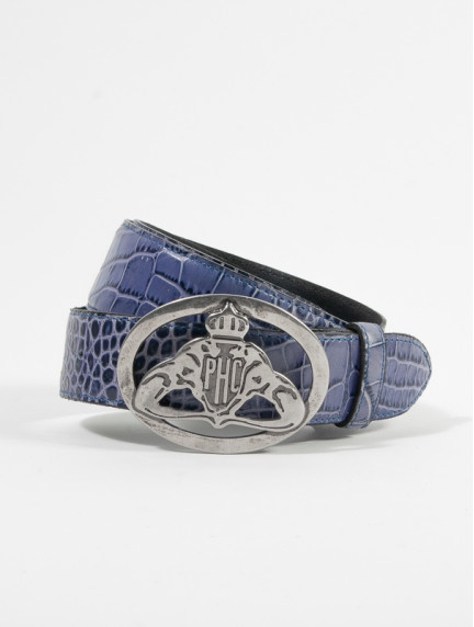 Patrick Hellmann CollectionBlue Leather Belt Pantherimage1112