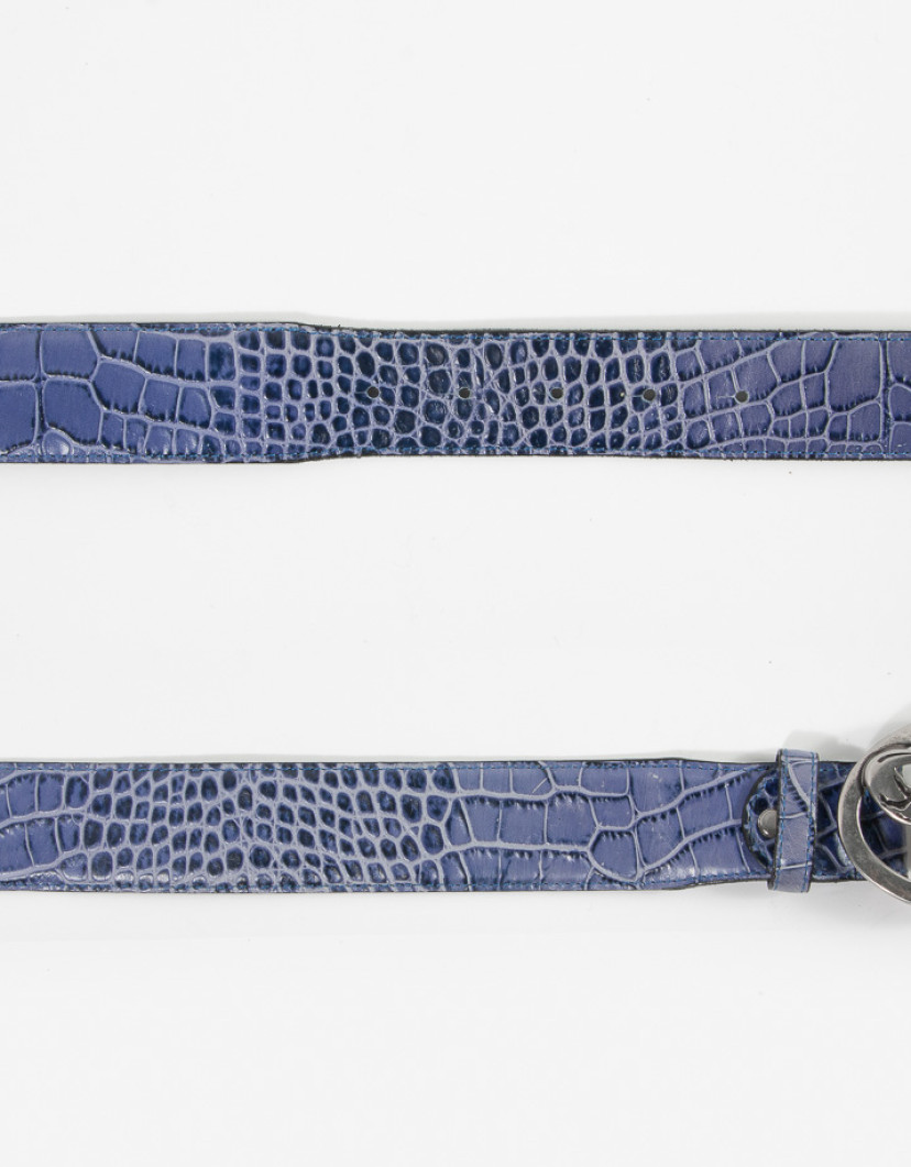 Patrick Hellmann Collection Blue Leather Belt Panther image