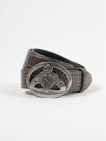 Patrick Hellmann CollectionGrey Leather Belt Pantherimage1113