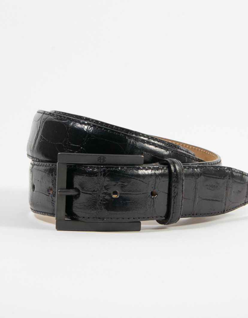 Patrick Hellmann Collection PHC Black Crocodile Leather Belt image