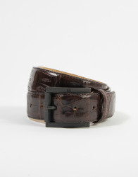 Patrick Hellmann Collection Men's Brown Crocodile Leather Belt thumbnail