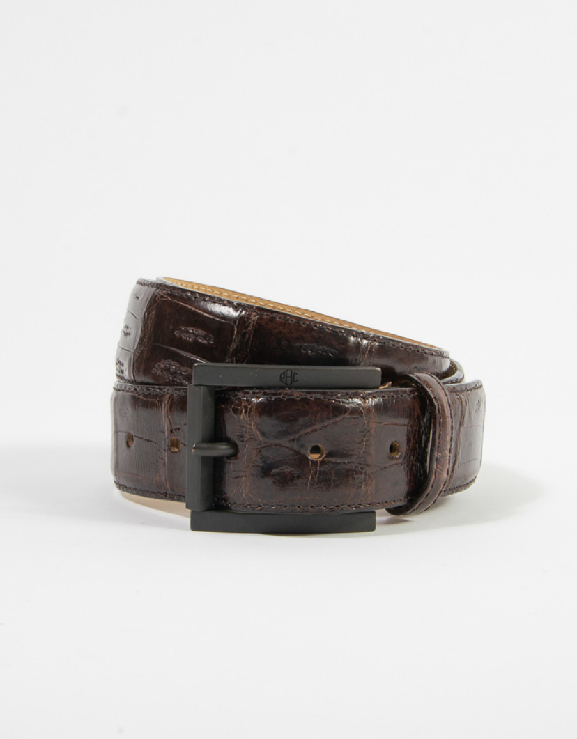 Patrick Hellmann Collection Men's Brown Crocodile Leather Belt image