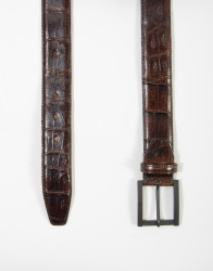 Patrick Hellmann Collection Men's Brown Crocodile Leather Belt thumbnail 1