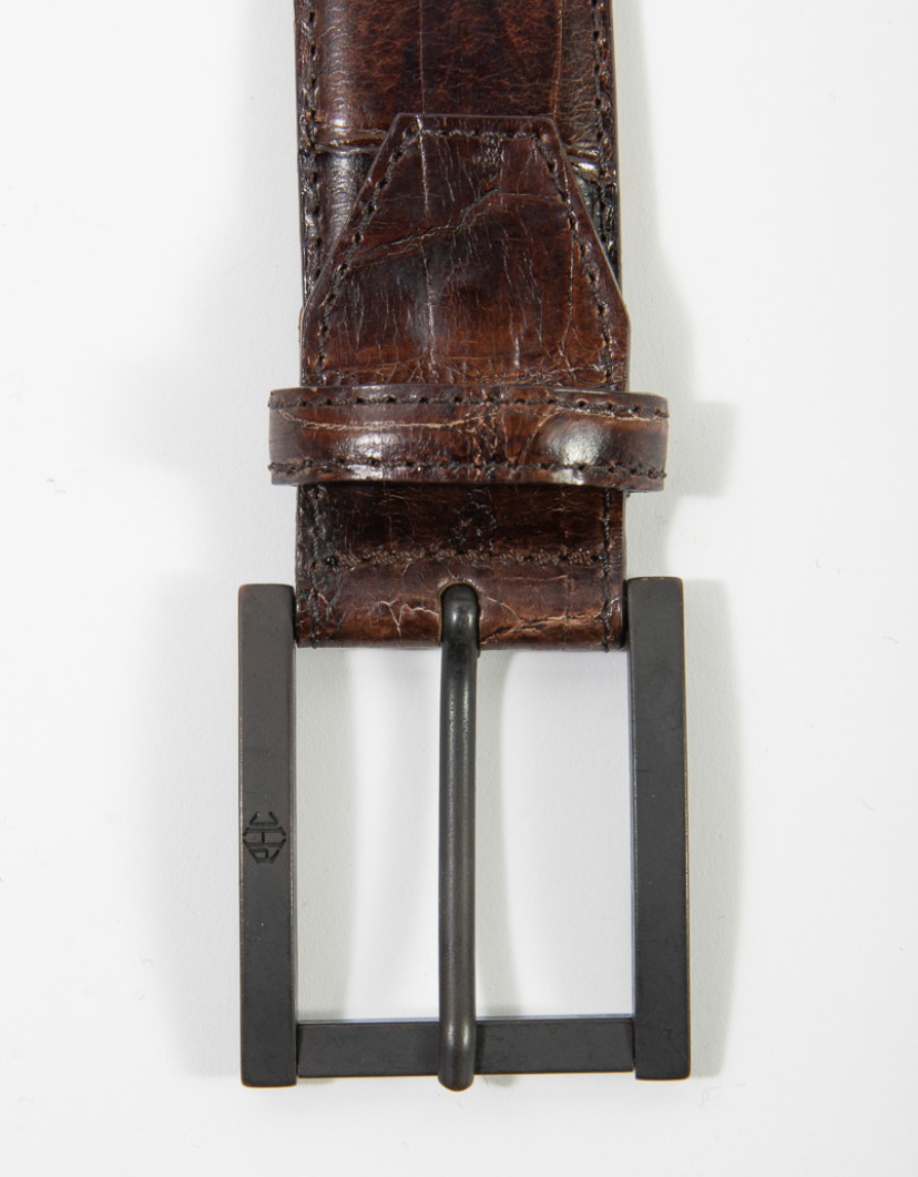 Patrick Hellmann Collection Men's Brown Crocodile Leather Belt image