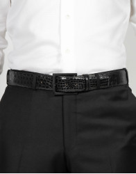 Patrick Hellmann Collection Men's Black Crocodile Leather Belt thumbnail 3