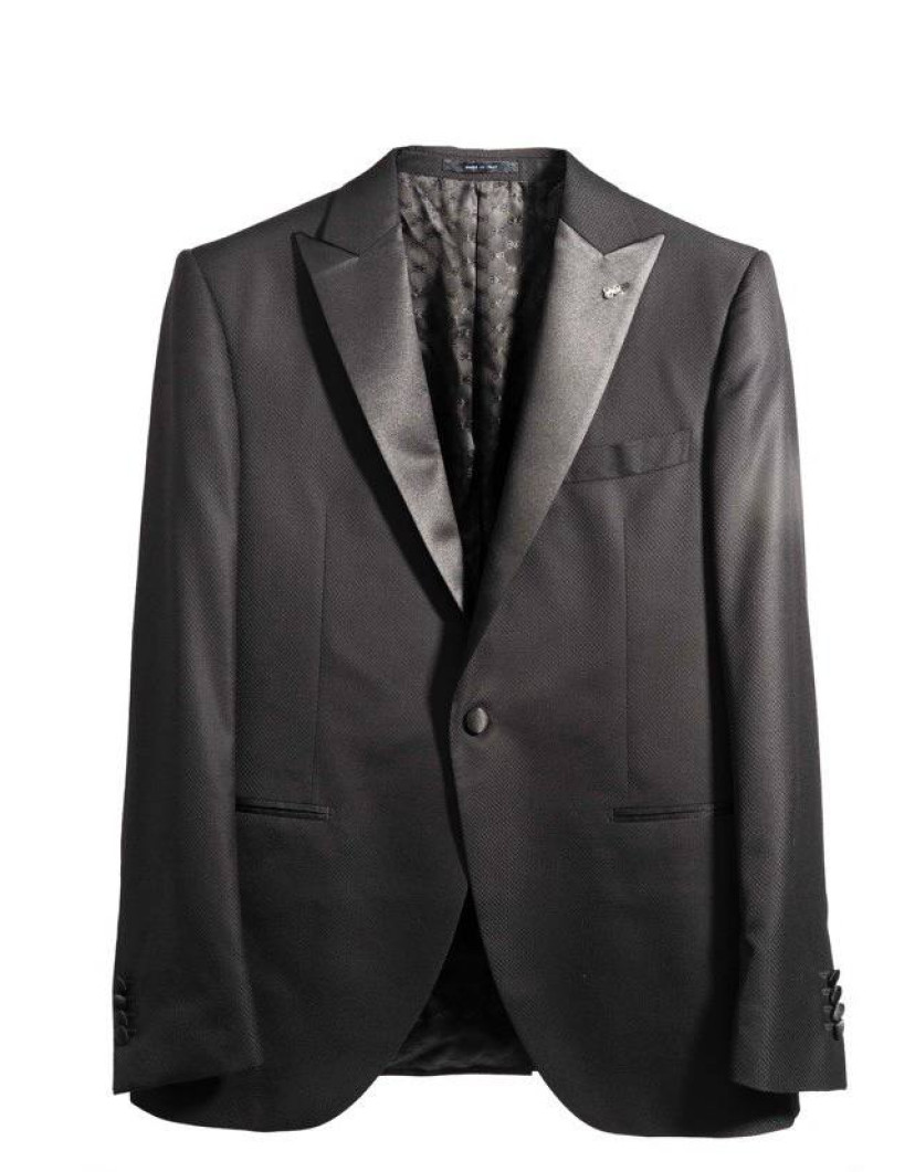 Castello d'Oro Black Wool Tuxedo Jacket image
