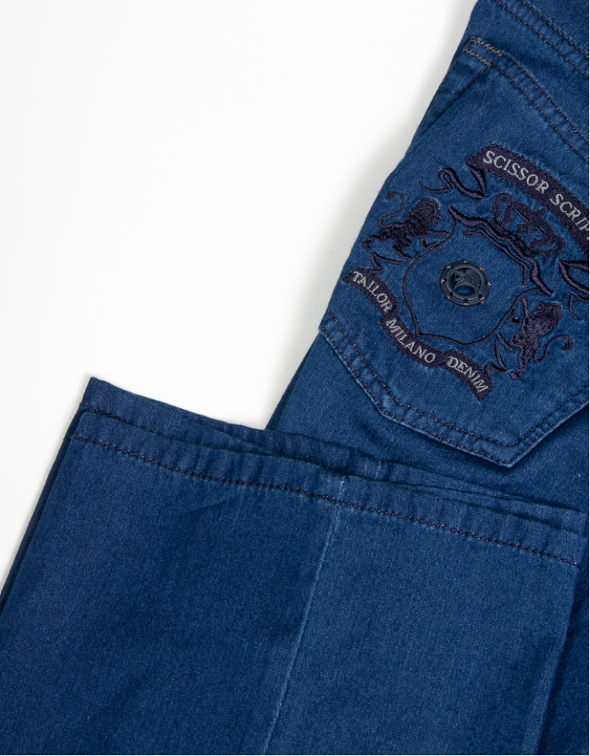 Scissor Scriptor Blue Denim Fine Material image
