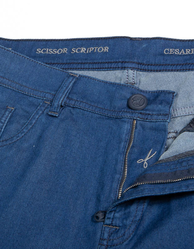 Scissor Scriptor Blue Denim Fine Material image