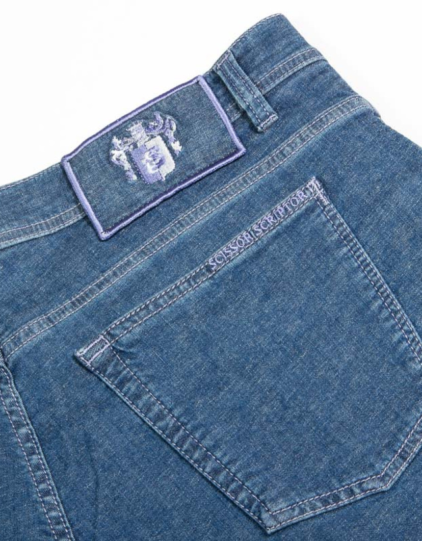 Scissor Scriptor Blue Jeans With Purple Accents Fine Material image