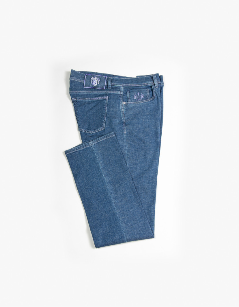Scissor Scriptor Blue Jeans With Purple Accents Fine Material image