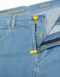 Scissor Scriptor Light Blue Jeans With Yellow Design Fine Material thumbnail 2