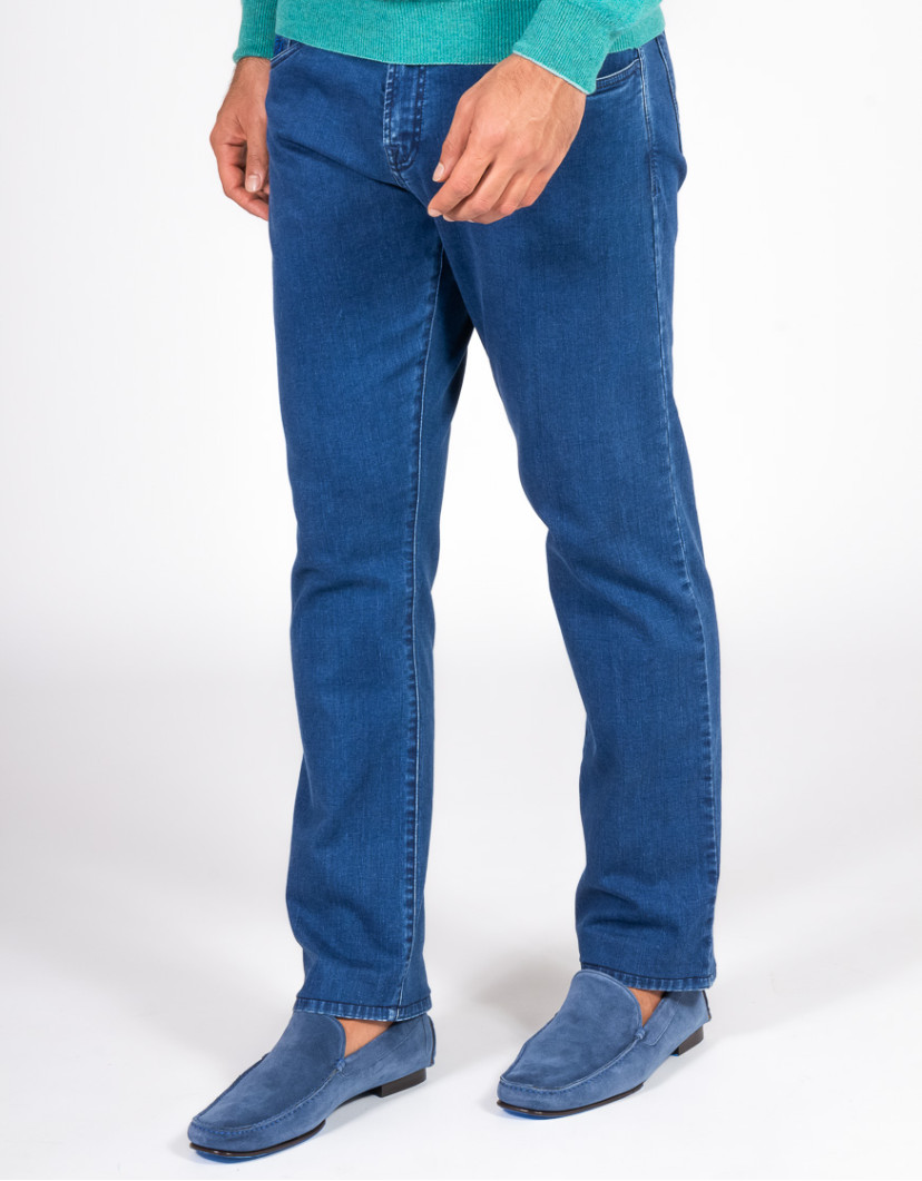 Scissor Scriptor Blue Stretch Denim Jeans image