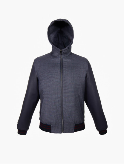 Patrick Hellmann CollectionHooded Blue Wool Jacketimage696