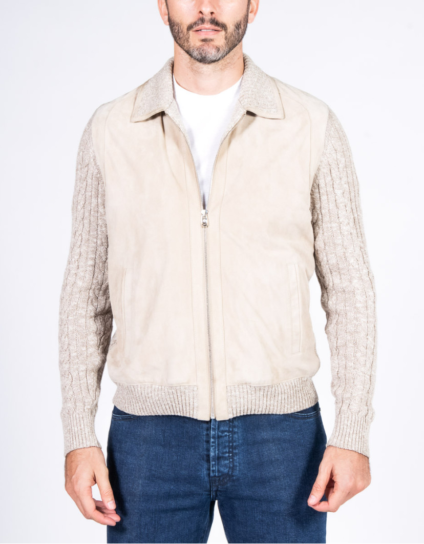 Patrick-Hellmann-Collection-Beige-Knit-Cotton-Jacket-image Patrick Hellmann Collection Beige Knit Cotton Jacket image