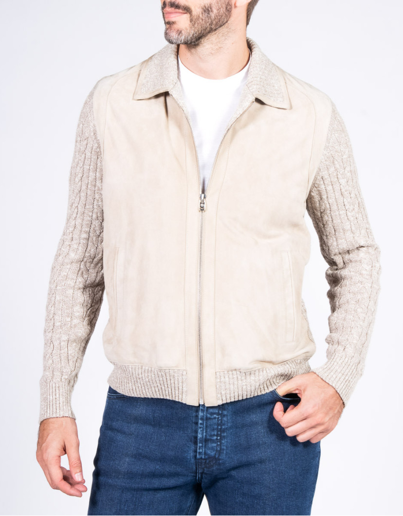 Patrick-Hellmann-Collection-Beige-Knit-Cotton-Jacket-image Patrick Hellmann Collection Beige Knit Cotton Jacket image
