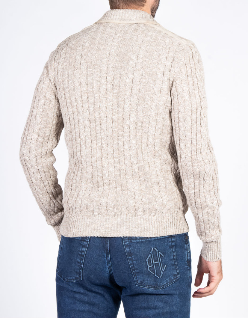 Patrick-Hellmann-Collection-Beige-Knit-Cotton-Jacket-image Patrick Hellmann Collection Beige Knit Cotton Jacket image