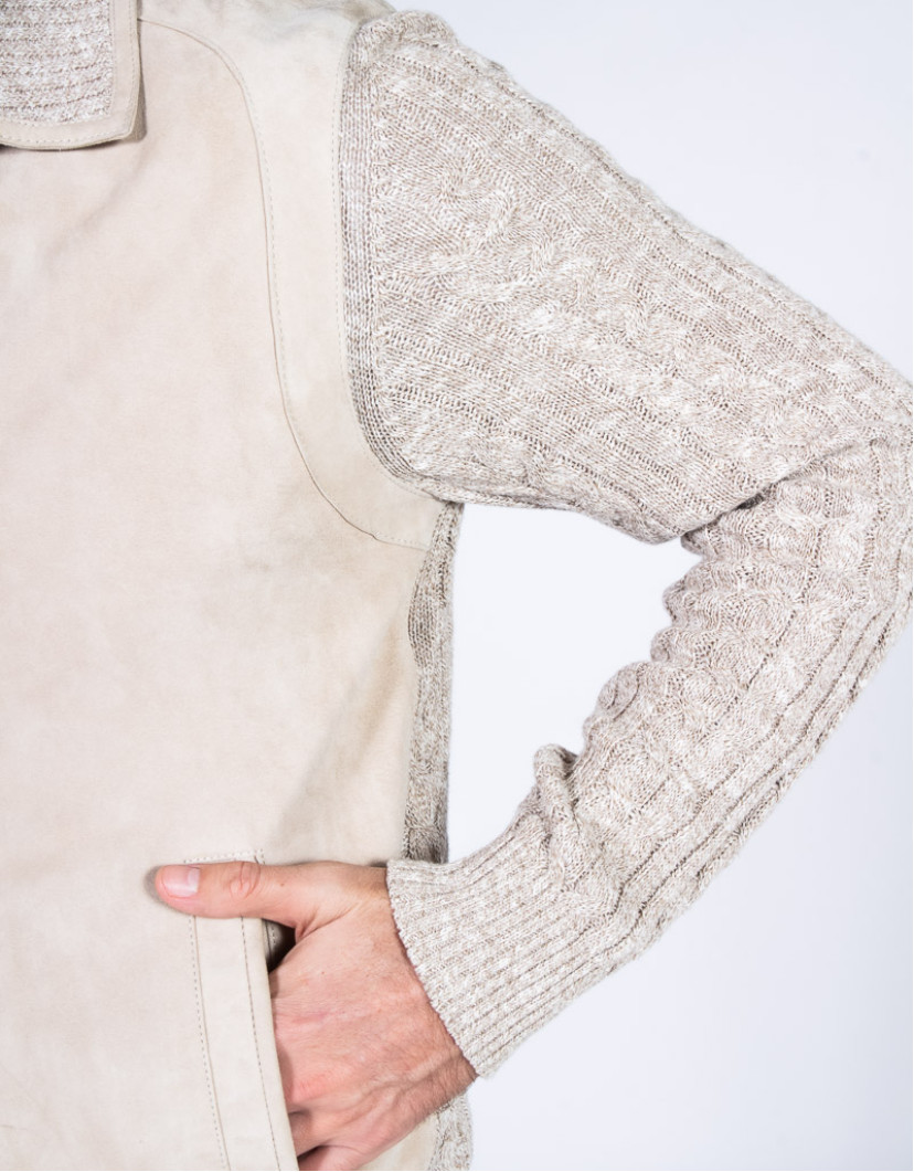 Patrick-Hellmann-Collection-Beige-Knit-Cotton-Jacket-image Patrick Hellmann Collection Beige Knit Cotton Jacket image