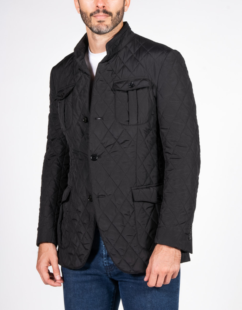 Patrick Hellmann Collection Black Quilted Jacket with Buttons image