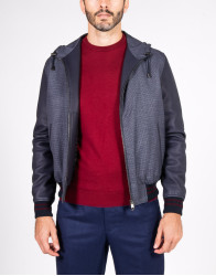 Patrick Hellmann Collection Hooded Blue Wool Jacket thumbnail 1