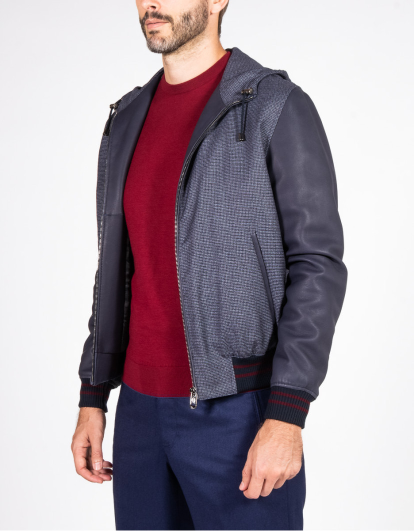 Patrick Hellmann Collection Hooded Blue Wool Jacket image