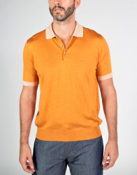 Patrick-Hellmann-Collection-Orange-Polo-T-shirt-100-Silk-thumbnail-1 Patrick Hellmann Collection Orange Polo T-shirt 100% Silk thumbnail 1
