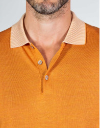 Patrick-Hellmann-Collection-Orange-Polo-T-shirt-100-Silk-thumbnail-2 Patrick Hellmann Collection Orange Polo T-shirt 100% Silk thumbnail 2