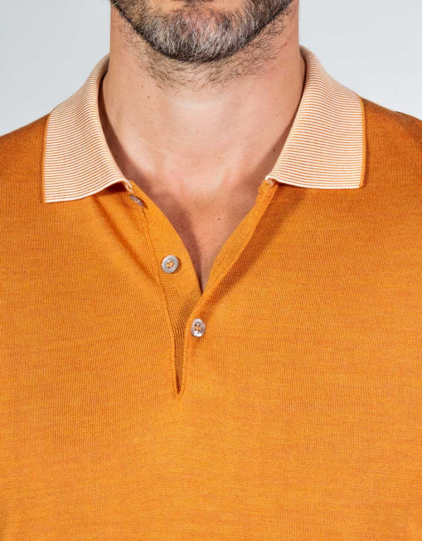 Patrick-Hellmann-Collection-Orange-Polo-T-shirt-100-Silk-image Patrick Hellmann Collection Orange Polo T-shirt 100% Silk image