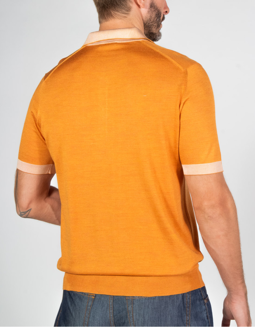 Patrick-Hellmann-Collection-Orange-Polo-T-shirt-100-Silk-image Patrick Hellmann Collection Orange Polo T-shirt 100% Silk image
