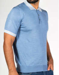 Patrick-Hellmann-Collection-Light-Blue-Polo-T-shirt-100-Silk-thumbnail-3 Patrick Hellmann Collection Light Blue Polo T-shirt 100% Silk thumbnail 3
