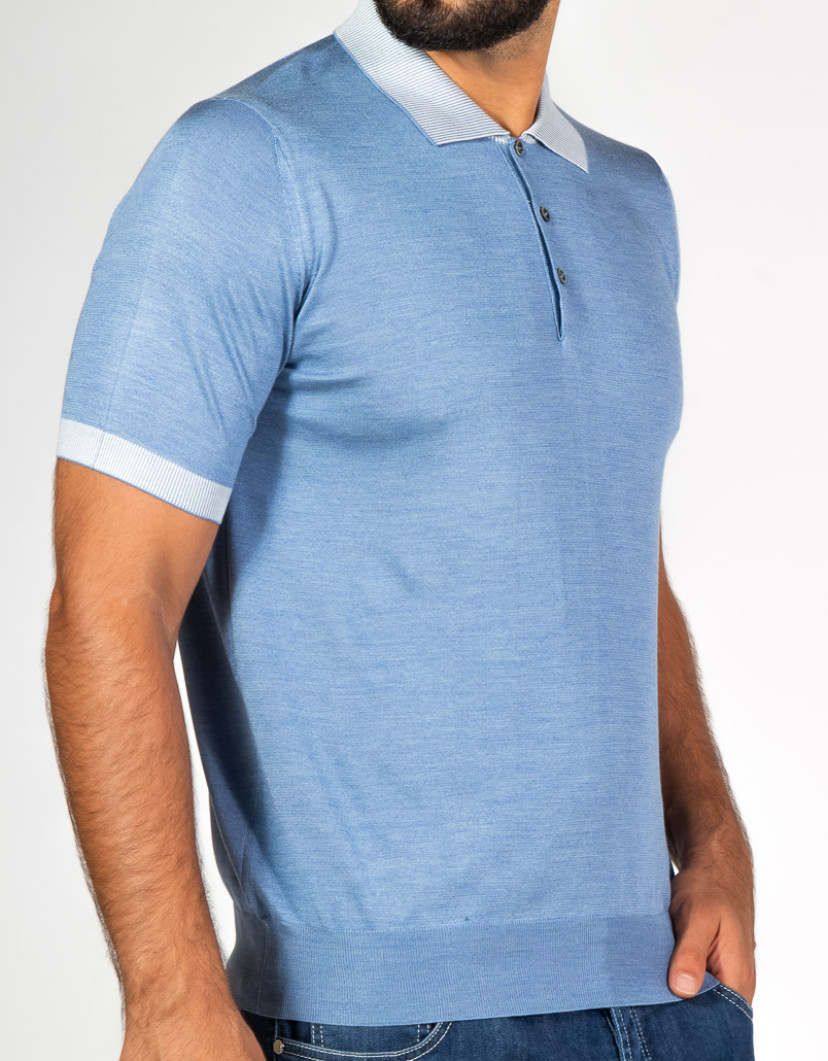 Patrick-Hellmann-Collection-Light-Blue-Polo-T-shirt-100-Silk-image Patrick Hellmann Collection Light Blue Polo T-shirt 100% Silk image