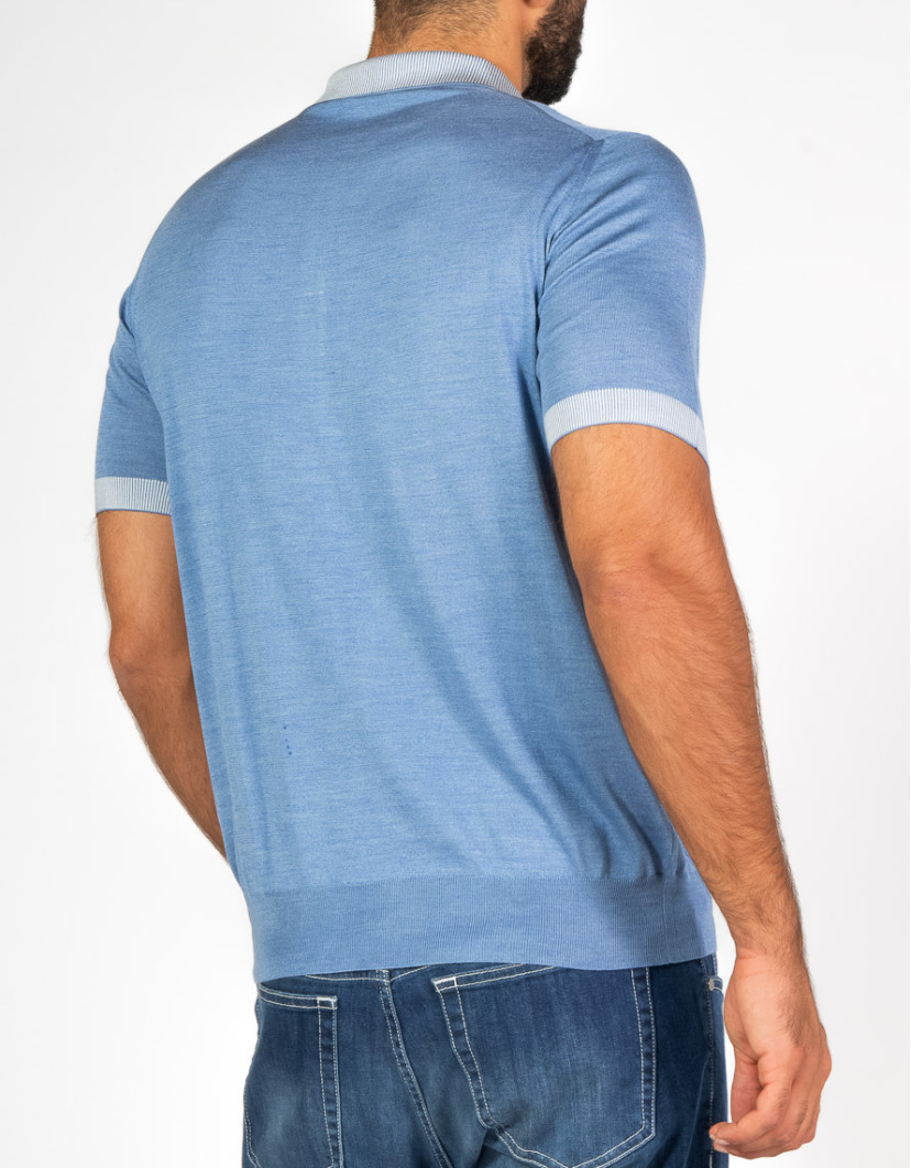 Patrick-Hellmann-Collection-Light-Blue-Polo-T-shirt-100-Silk-image Patrick Hellmann Collection Light Blue Polo T-shirt 100% Silk image