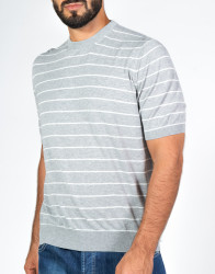 Patrick Hellmann Collection Grey Knitwear T-shirt 100% Cotton thumbnail 3