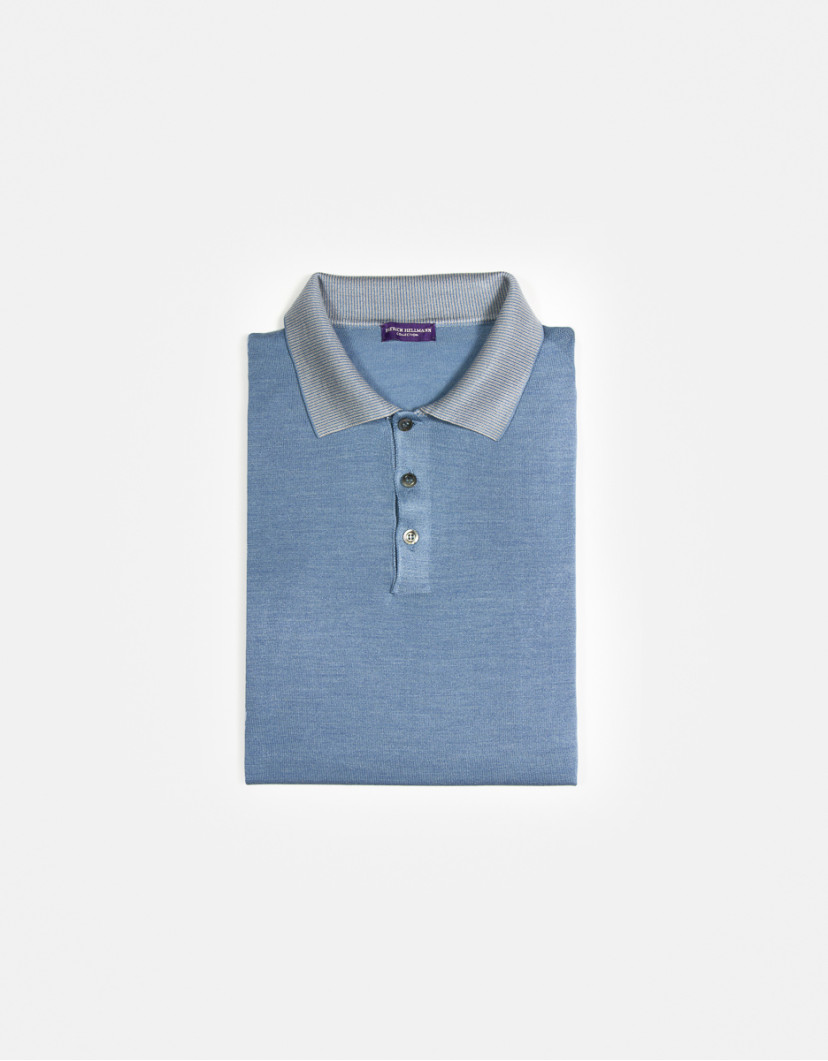 Patrick-Hellmann-Collection-Light-Blue-Polo-T-shirt-100-Silk-image Patrick Hellmann Collection Light Blue Polo T-shirt 100% Silk image