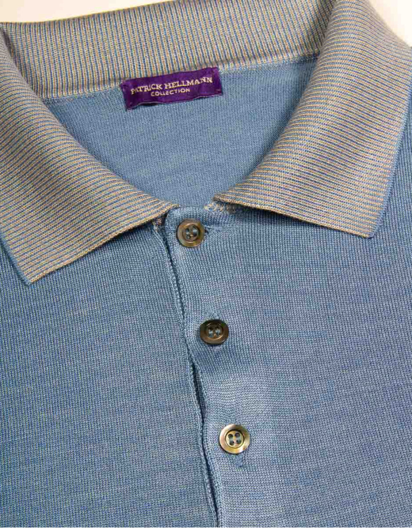 Patrick-Hellmann-Collection-Light-Blue-Polo-T-shirt-100-Silk-image Patrick Hellmann Collection Light Blue Polo T-shirt 100% Silk image