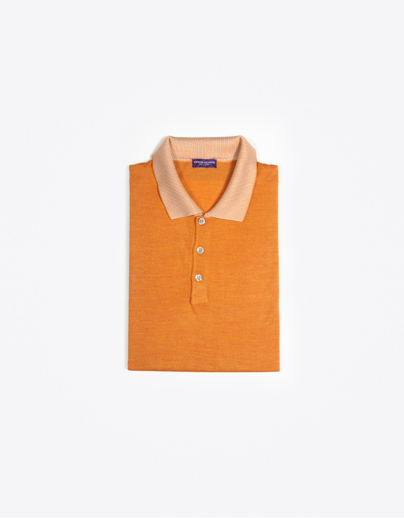 Patrick-Hellmann-Collection-Orange-Polo-T-shirt-100-Silk-image Patrick Hellmann Collection Orange Polo T-shirt 100% Silk image