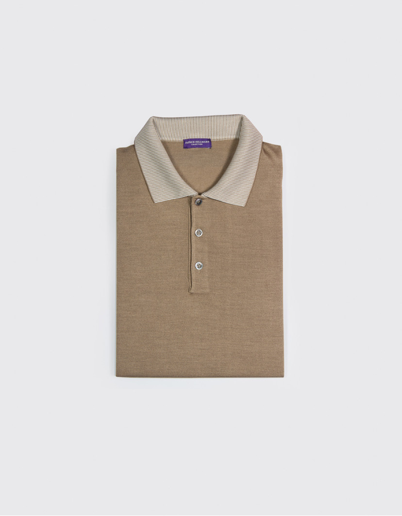 Patrick-Hellmann-Collection-Beige-Polo-T-shirt-100-Silk-image Patrick Hellmann Collection Beige Polo T-shirt 100$ Silk image