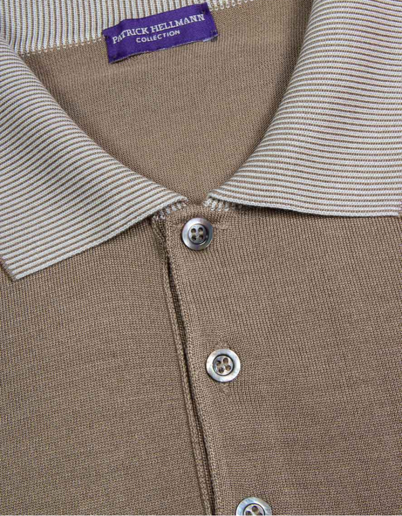 Patrick-Hellmann-Collection-Beige-Polo-T-shirt-100-Silk-image Patrick Hellmann Collection Beige Polo T-shirt 100$ Silk image