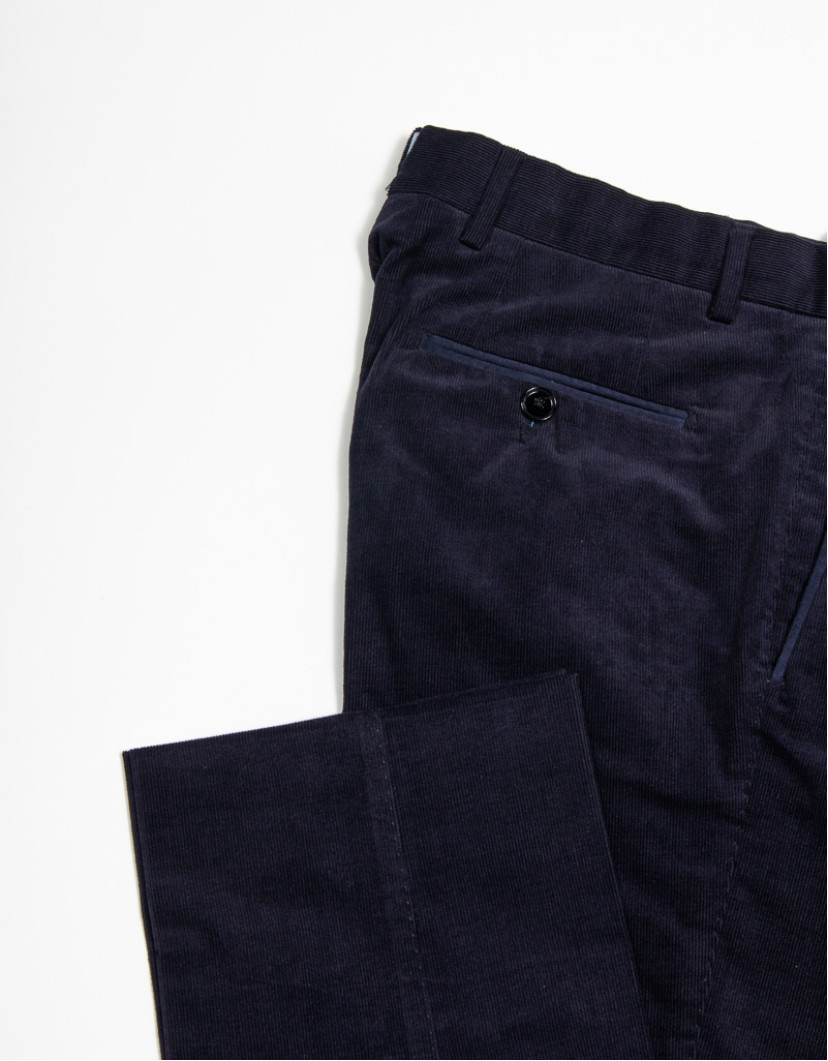 Patrick Hellmann Collection Elegant Navy Velvet Trousers image