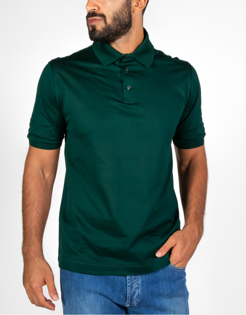 Patrick-Hellmann-Collection-Dark-Green-Polo-T-shirt-100-Cotton-image Patrick Hellmann Collection Dark Green Polo T-shirt 100% Cotton  image