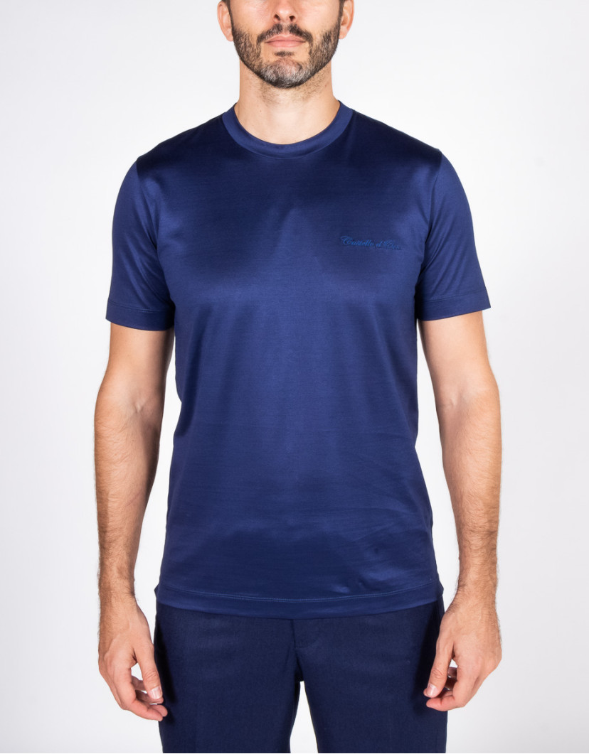 Castello-dOro-Navy-Blue-Cotton-T-Shirt-100-Cotton-image Castello d'Oro Navy Blue Cotton T-Shirt 100% Cotton  image