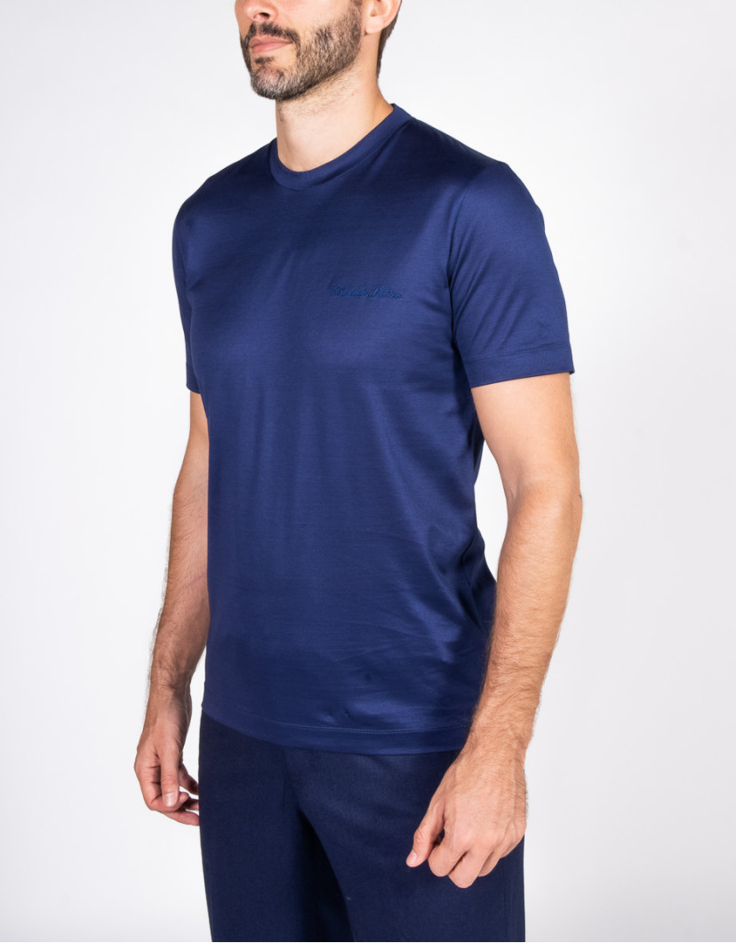Castello-dOro-Navy-Blue-Cotton-T-Shirt-100-Cotton-image Castello d'Oro Navy Blue Cotton T-Shirt 100% Cotton  image
