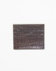 P by Privilege Croco Brown Leather Cardholder thumbnail