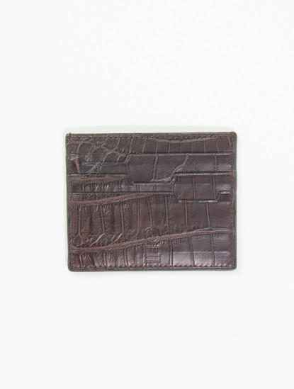 P by PrivilegeCroco Brown Leather Cardholderimage453
