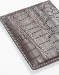 P by Privilege Croco Brown Leather Cardholder thumbnail 2